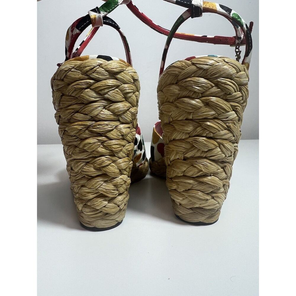 SAINT LAURENT Paloma Heart-Print Wedge Espadrilles Size 38.5 - Picture 8 of 12